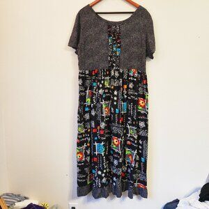 Vintage Adonna Floral Leisure Dress Cottagecore GradenCore Casual Resort Women L